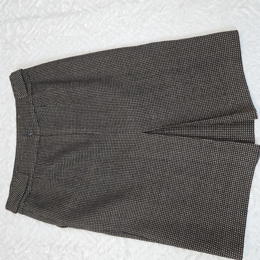 Ann Taylor 100% Virgin Wool Women's Brown&Tan Houndstooth Patterned Skirt Size 2 - Picture 4 of 9